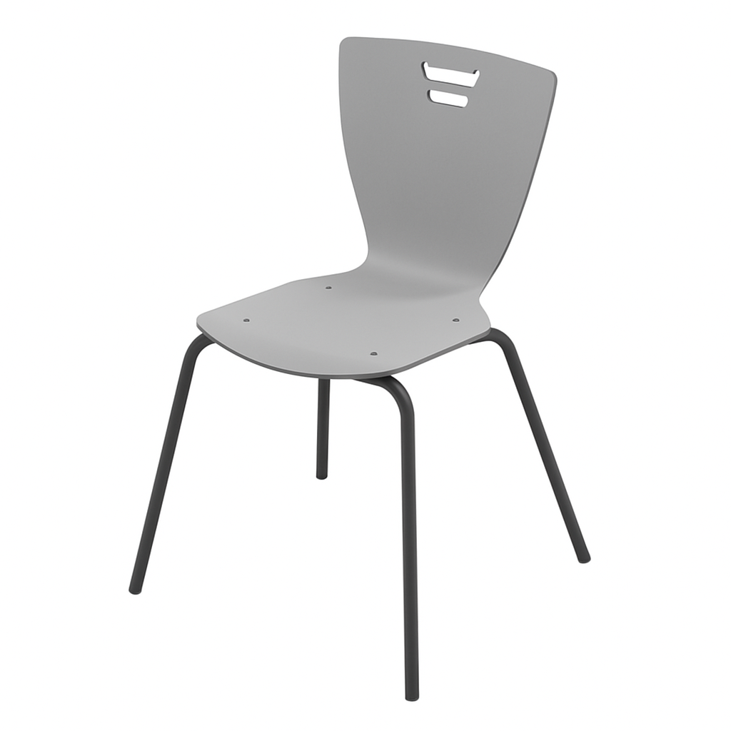 Стілець учнівський з фанерним моноблоком, на металевому каркасі (кругла труба), фанера з пластиковим покриттям HPL, ЛЕЛЕКА, 555х515х835 мм.